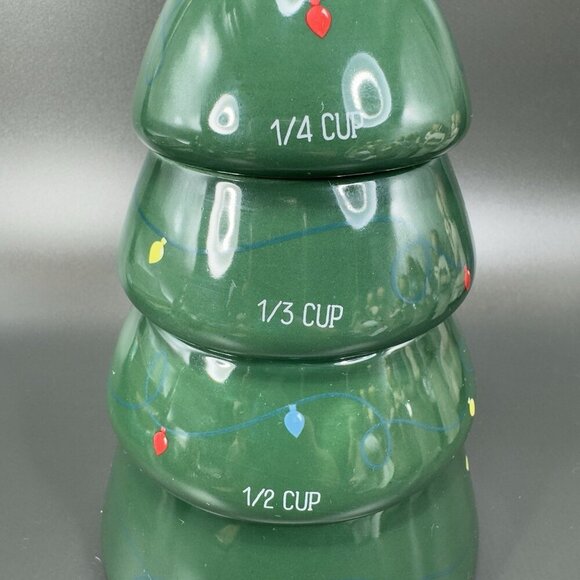 Christmas Tree Stacking Measuring Cups Green Ceramic Tree Newclassic Enterprise - Picture 5 of 14